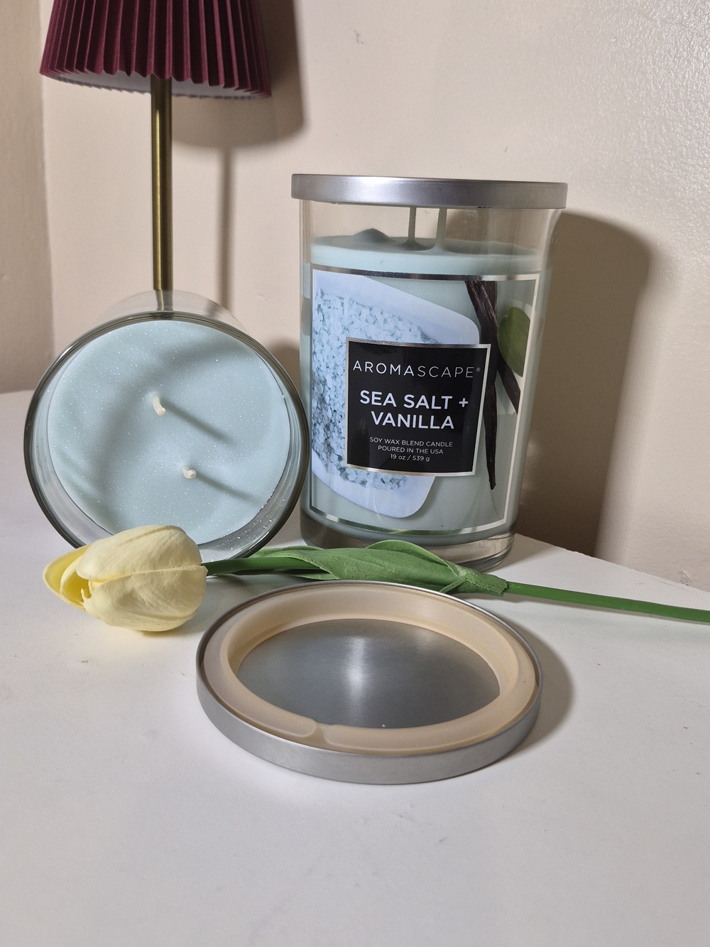 Sea Salt + Vanilla Blue Glass Jar Candle